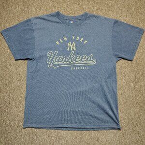 NEW YORK YANKEES T-Shirt Men L Gray Yankees Baseball Logo Spellout Graphic MLB